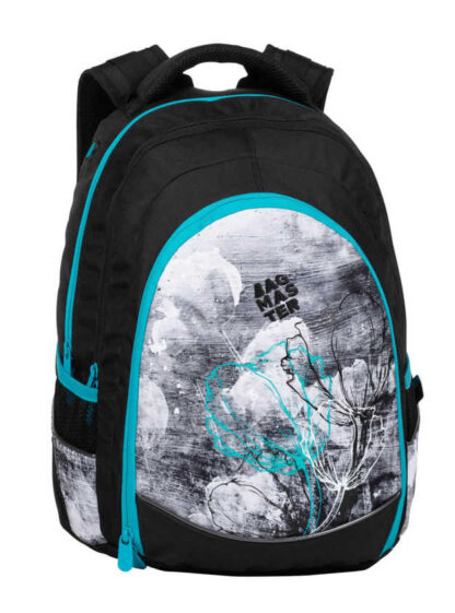 Bagmaster DIGITAL 20 B studentský batoh - modrý s květinami modrá 34 l 191512